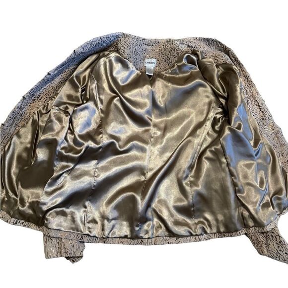 Chicos 100% Leather Laser Cut Out Lightweight Jacket - Picture 12 of 13